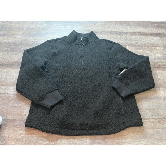 Old Navy Womens Pullover Fleece 1/4 zip Sweatshirt Size Medium Black L7 - Picture 1 of 8